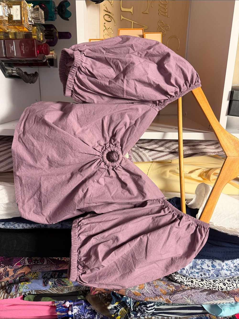 Mauve Puff Sleeve Crop Top